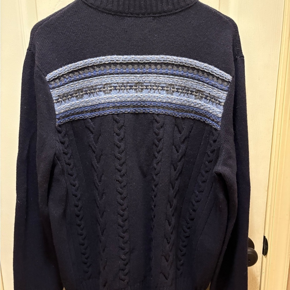 Banana Republic Italian Yarn Full Zip Men’s Sweater XL Fair Isle & Cable Knit - Picture 9 of 14